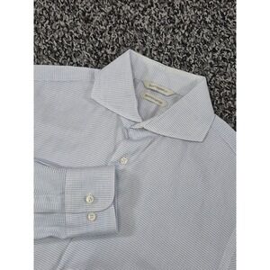 Suitsupply Mens Long Sleeve 39 15.5 Egyptian Cotton Button Up White Blue Shirt